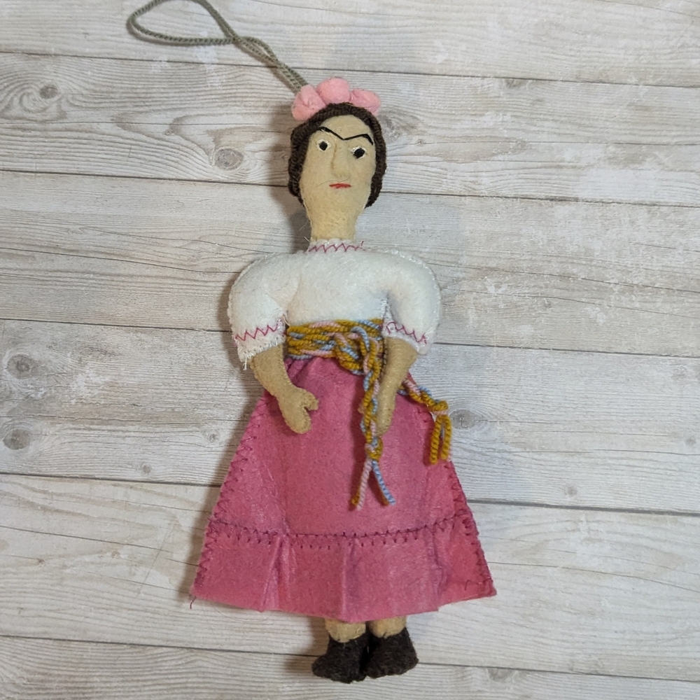 Frida Kahlo Felt Ornament Doll, Handcrafted
